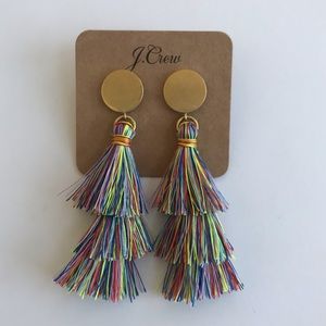 J Crew Tiered Tassle Multicolor Earrings NEW